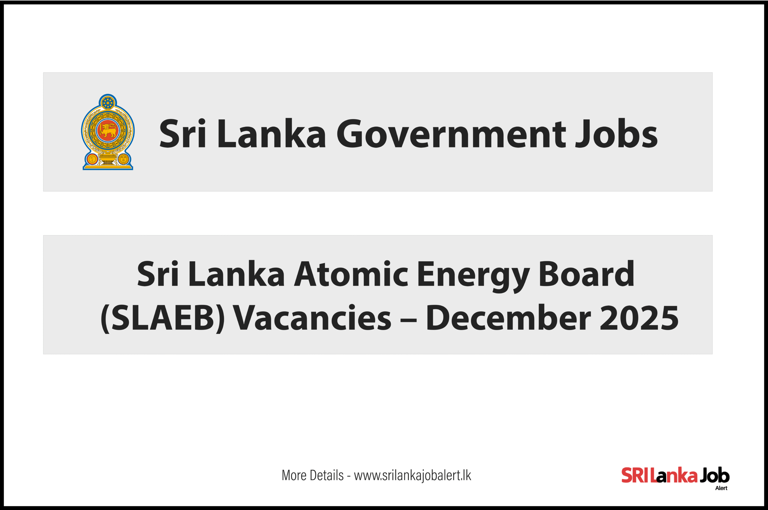 Sri Lanka Atomic Energy Board (SLAEB) Vacancies – December 2025